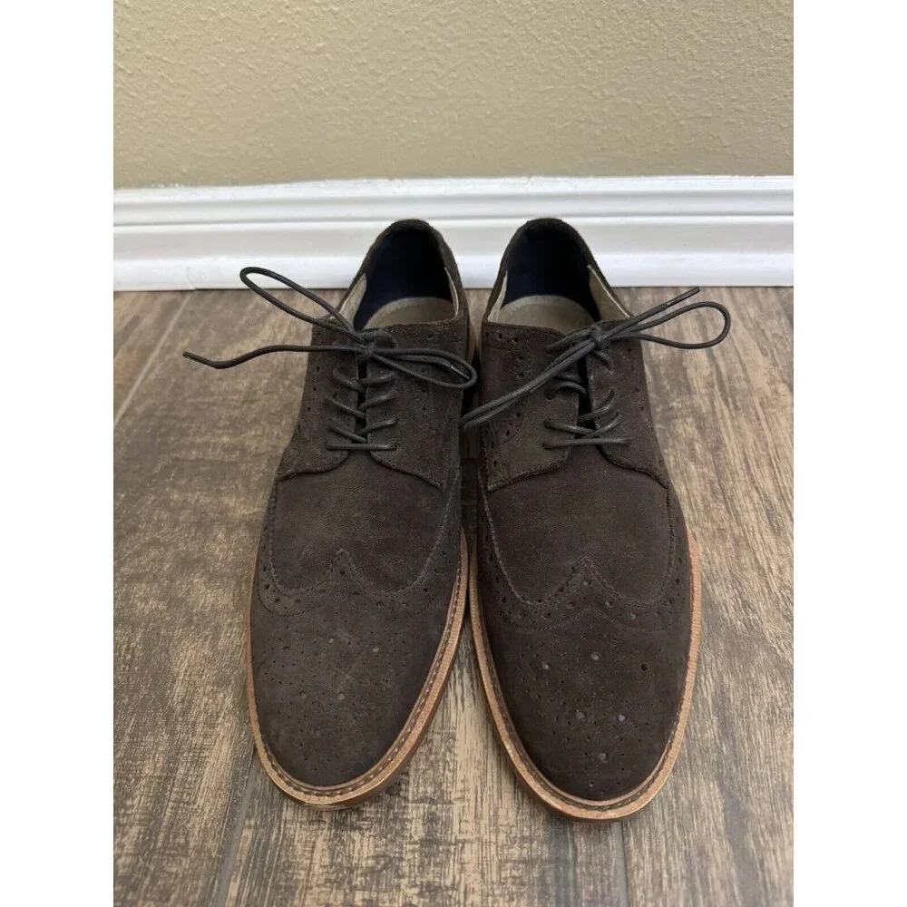 Banana Republic Ortholite Size 10M Brown Suede‎ Longwings Wing Tip Dress Shoes